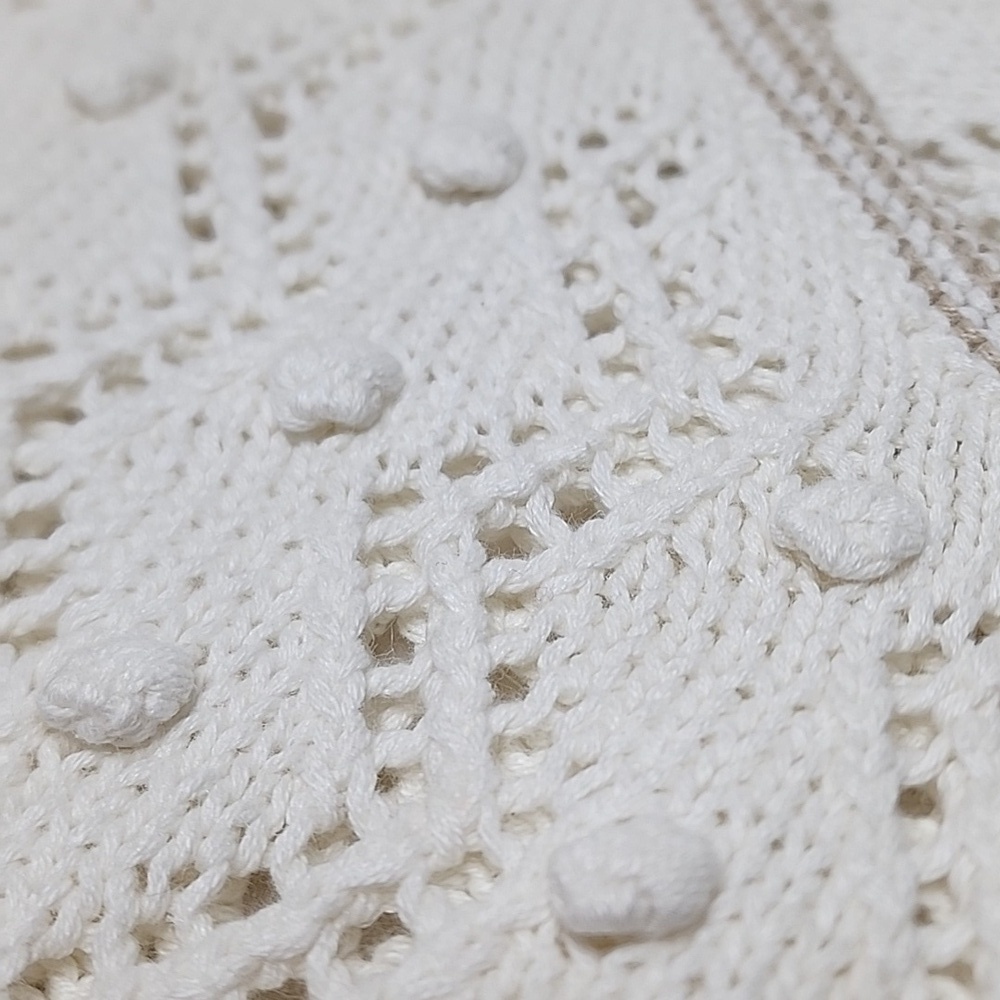 Express Tricot Hand Knitted Chunky Ramie/Cotton Blend V-Neck Sweater Vintage 90s - Picture 4 of 10